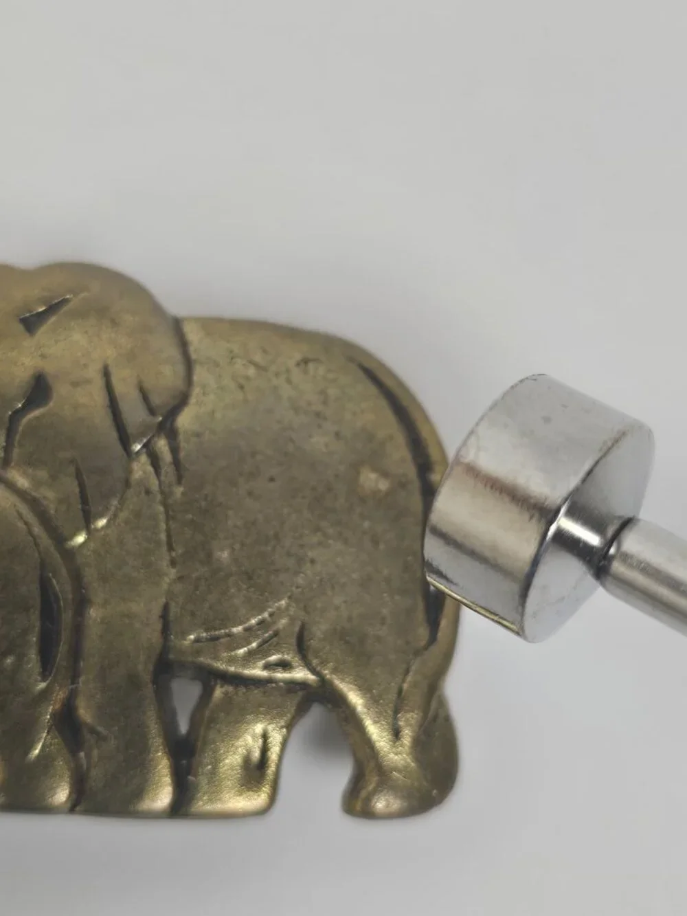 Vtg Karina France Elephant Family Hair Clip Barrette Antiqued Gold Tone Metal